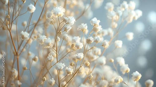 Little white carnations growing in a field in the summertime Gypsophila  © Munali