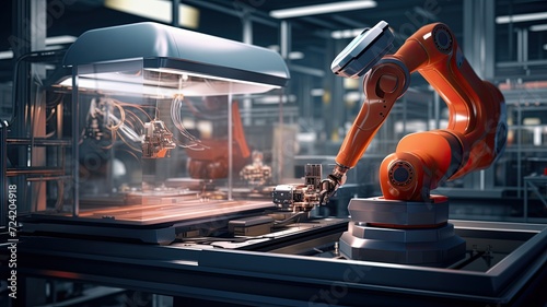 working robots seamlessly integrated into communication networks, illustrating the synergy between advanced robotics and interconnected systems in modern industries.