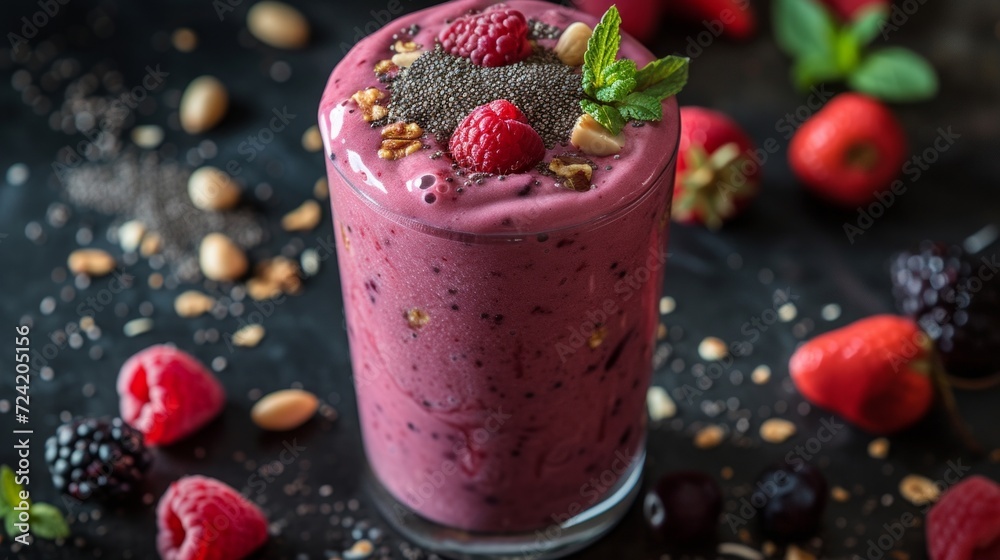 A refreshing scene of a perfectly blended smoothie A refreshing scene of a perfectly blended smoothie