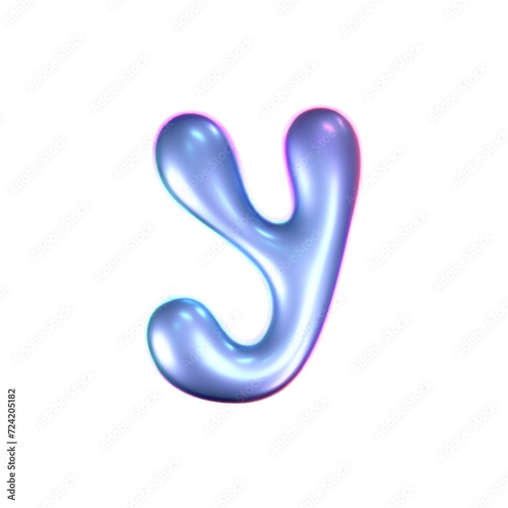 3d holographic liquid letter Y in y2k style isolated on a white background. Render of 3d neon inflated iridescent alphabet with rainbow effect. 3d vector y2k hologram letter. 3d holographic liquid letter Y in y2k style isolated on a white background. Render of 3d neon inflated iridescent alphabet with rainbow effect. 3d vector y2k hologram letter.