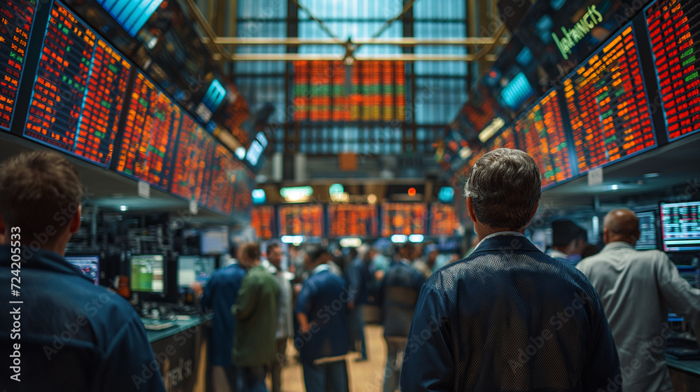 Naklejka premium Finance, technology, and stock market trading are interlinked in this depiction, highlighting the concept and goals of financial succes