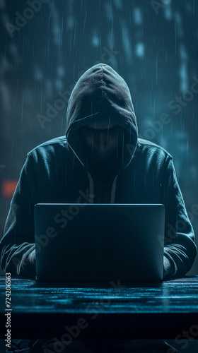 hacker with laptop computer