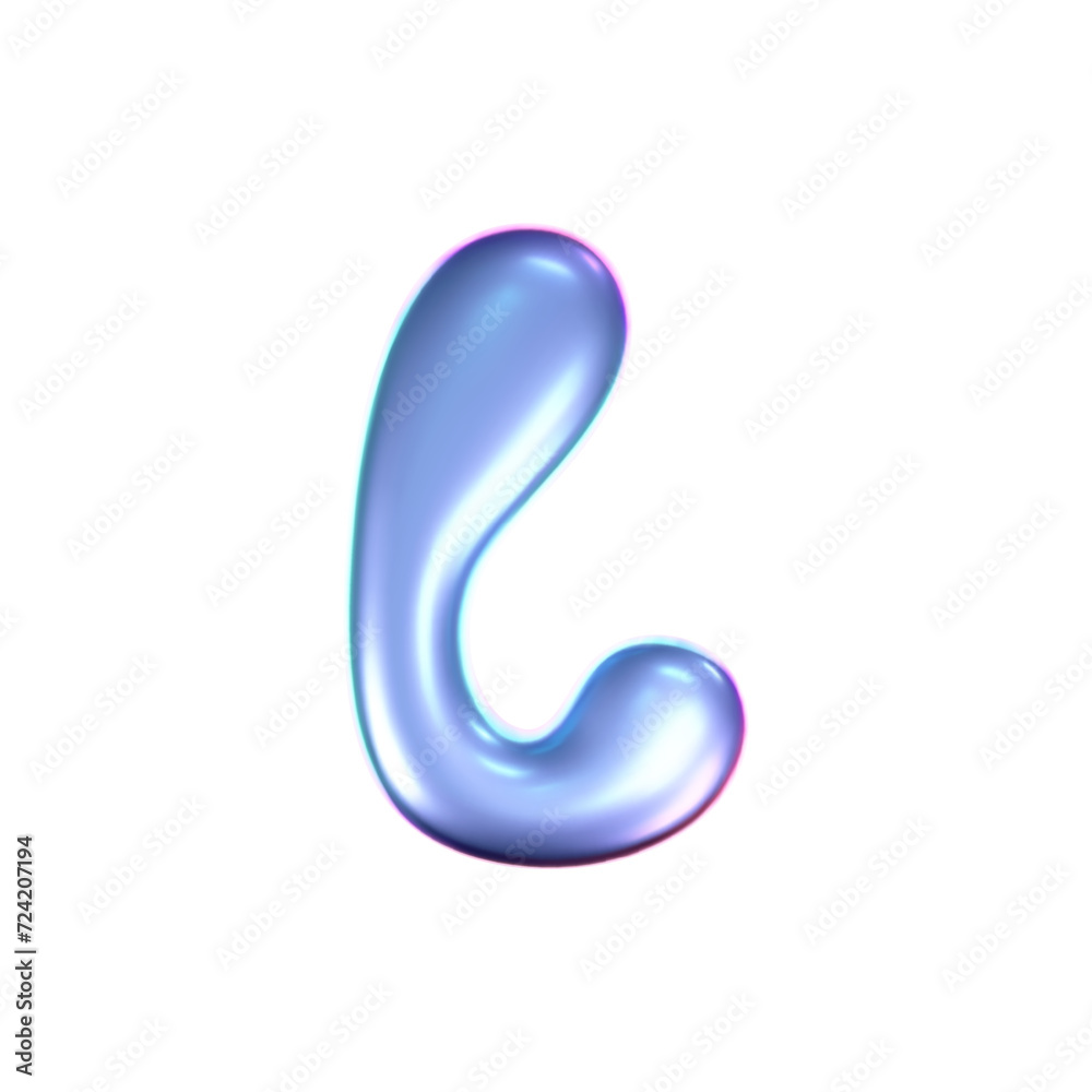 3d holographic liquid letter L in y2k style isolated on a white background. Render of 3d neon inflated iridescent alphabet with rainbow effect. 3d vector y2k hologram letter. 3d holographic liquid letter L in y2k style isolated on a white background. Render of 3d neon inflated iridescent alphabet with rainbow effect. 3d vector y2k hologram letter.