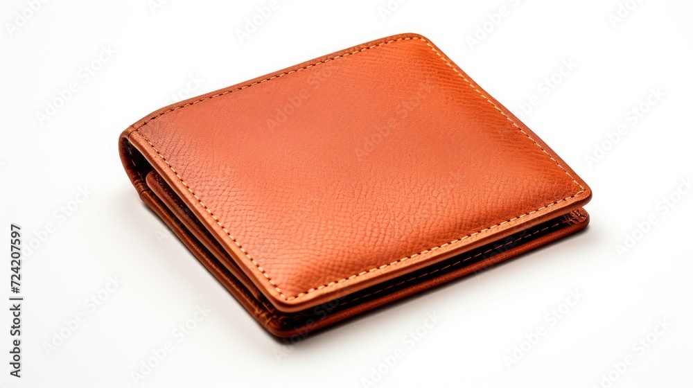 Brown leather wallet on a white background. AI generated. Brown leather wallet on a white background. AI generated.