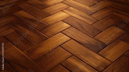 Brown wooden parquet with a herringbone pattern background. AI generated.
