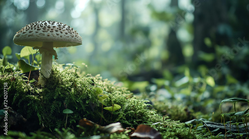 Close-Up Photo of a Beautiful Mushroom at the Base of a Tree photo
