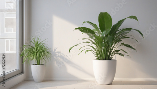 White interior with green plant