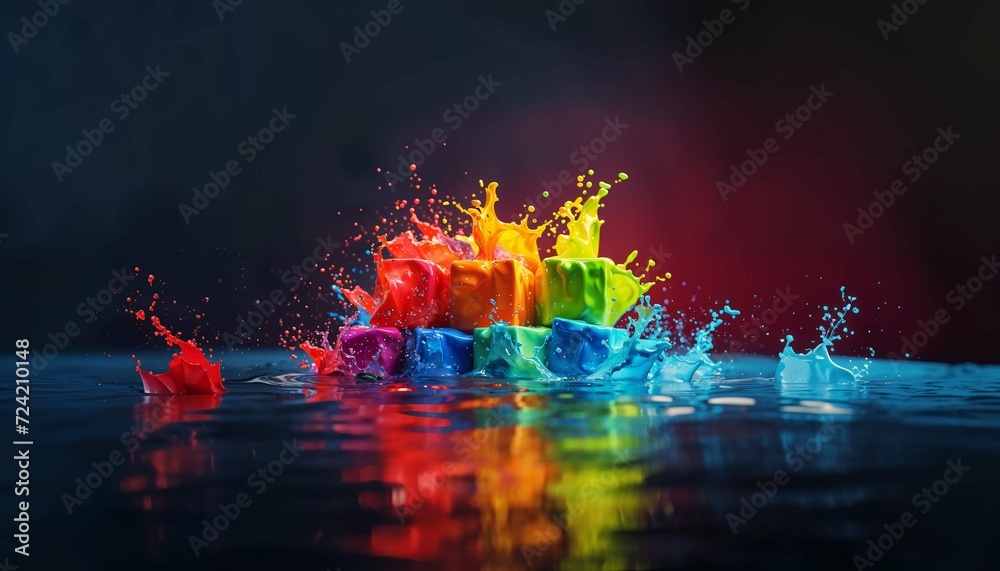 Obraz premium Cubes Splash In Water