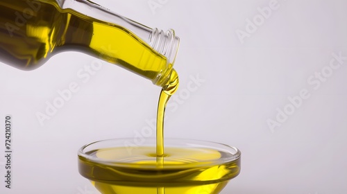 A bottle of olive oil pouring 