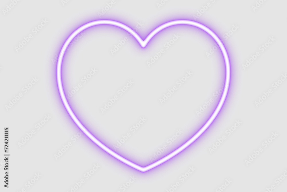 neon purple heart isolated on white background
