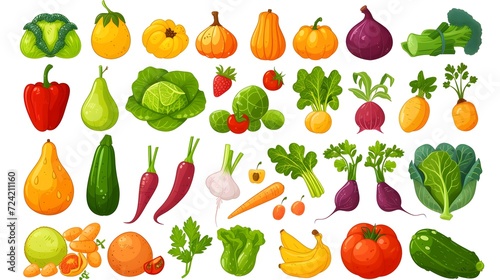 Top down view of illustrated vegetable icons