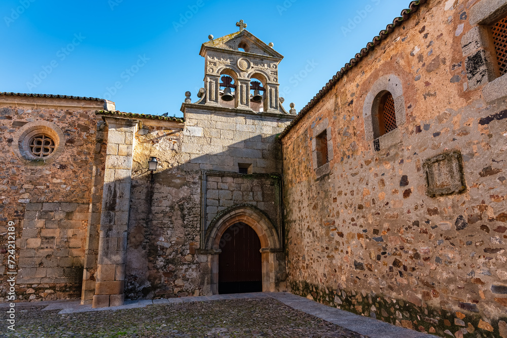 Old Romanesque church in the historic centre of the Unesco city of Caceres.
