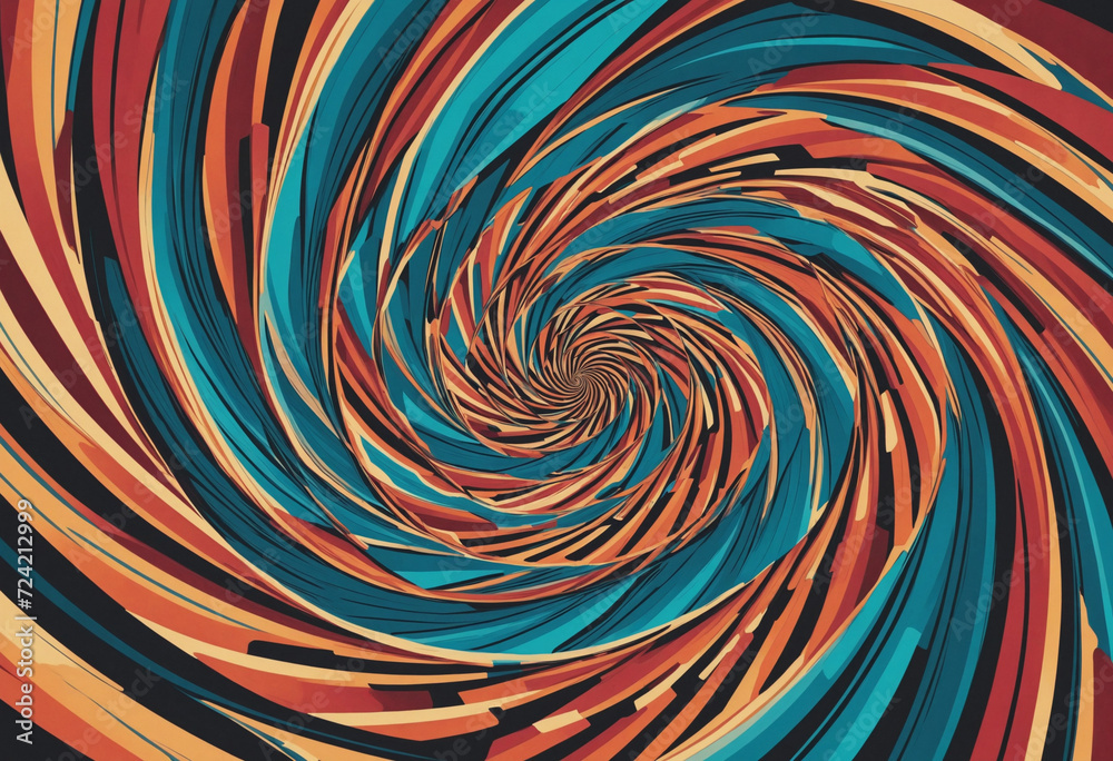 Optical illusion illustration of whirling motion created by brightly dynamic-colored spiraling spiky sharp edged square moire pattern Optical illusion illustration of whirling motion created by brightly dynamic-colored spiraling spiky sharp edged square moire pattern