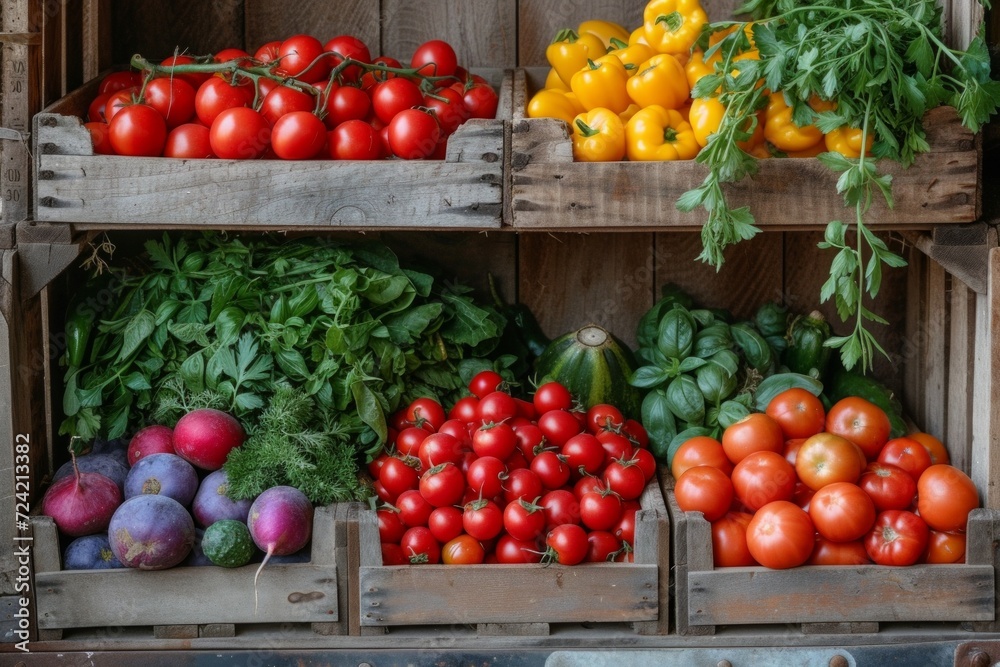 A rustic tableau of farm-fresh produce A rustic tableau of farm-fresh produce