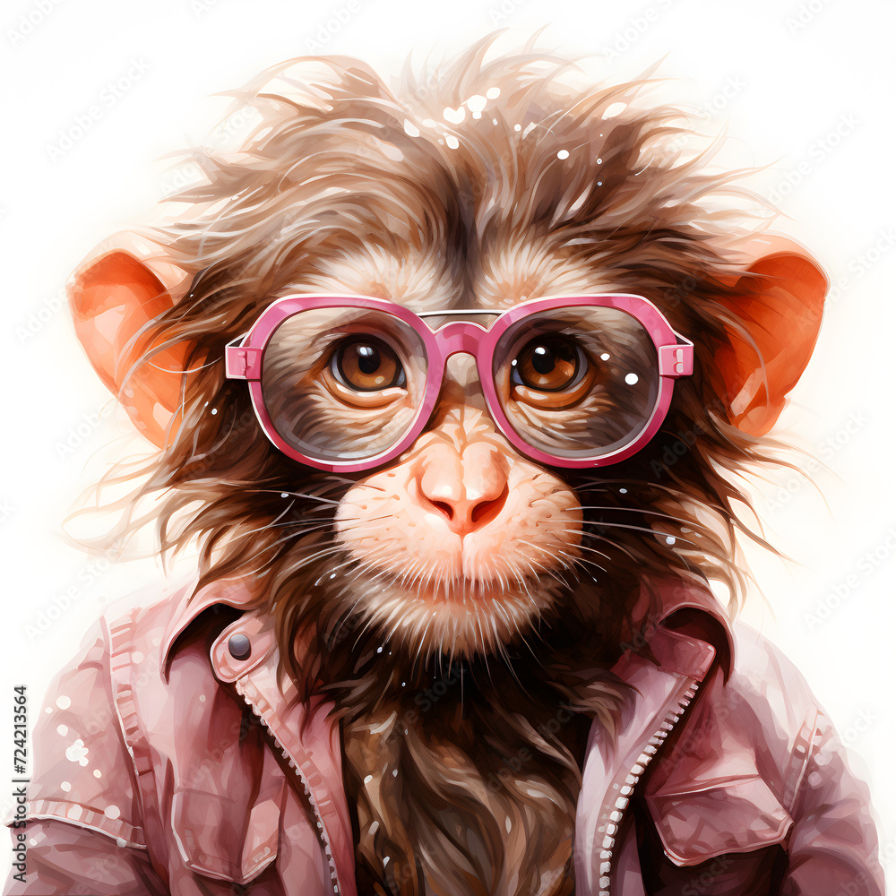 painted portrait of a monkey with sunglasses