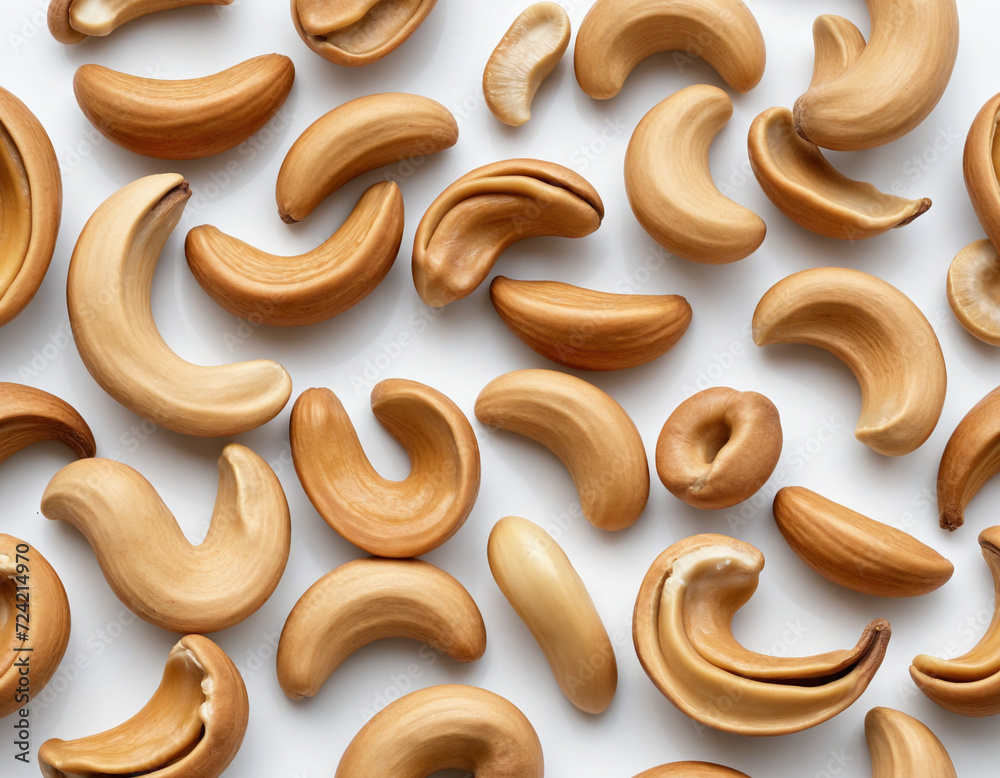 Roasted Cashew Nuts Isolated Against A Transparent Background. PNG. Party Food Snacks. For Aperitif or Party