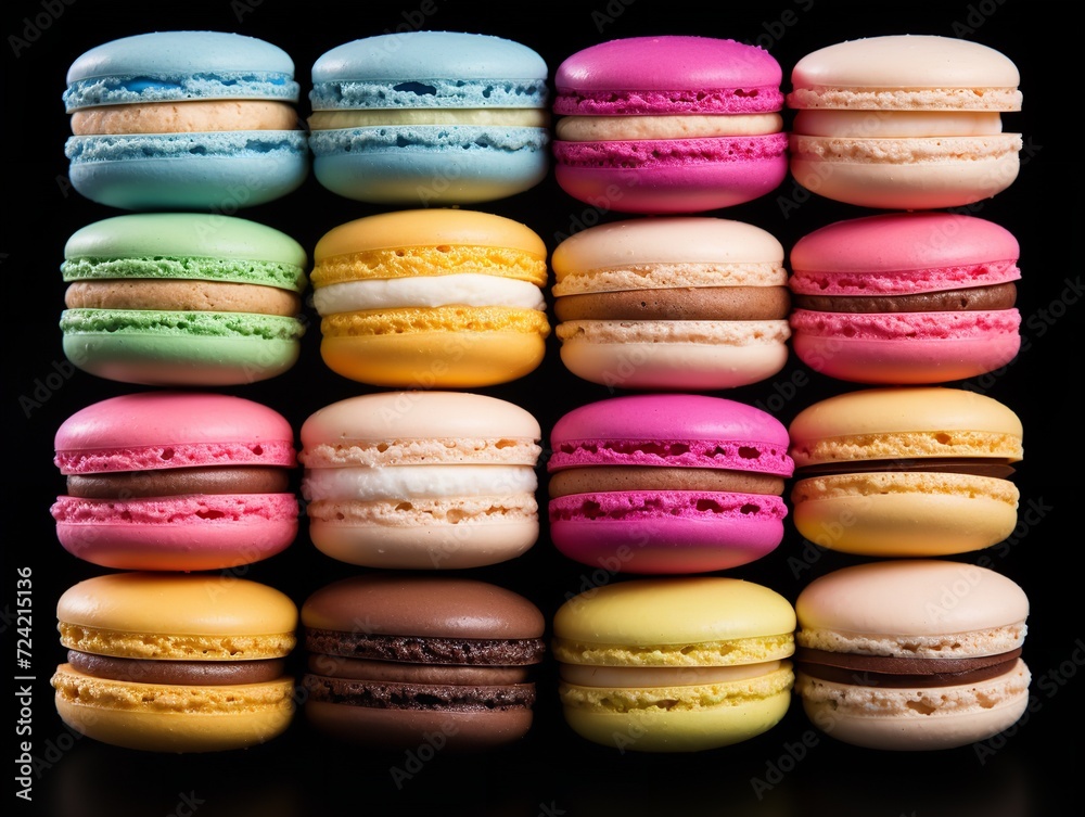 Colorful Macarons French Dessert Isolated on White Background AI Generated Colorful Macarons French Dessert Isolated on White Background AI Generated