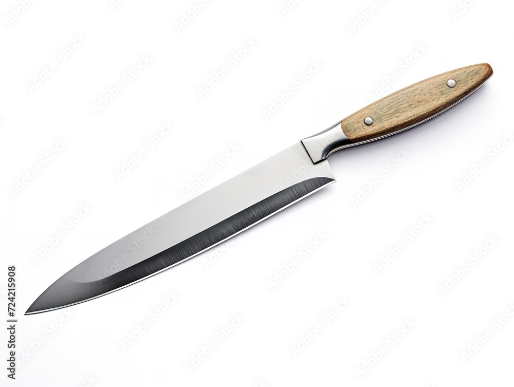 Stainless Steel Chef's Knife Culinary Precision Isolated on White Background AI Generated