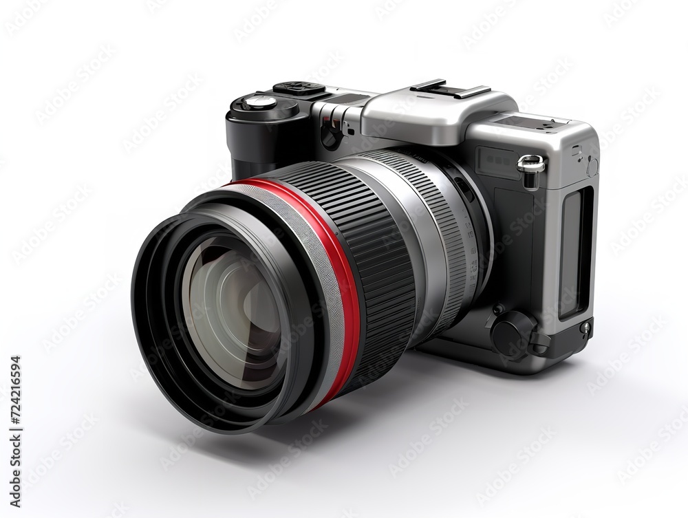 Compact Digital Camera Technology Isolated on White Background AI Generated