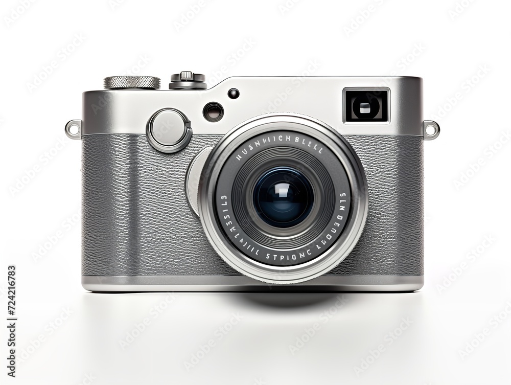 Compact Digital Camera Technology Isolated on White Background AI Generated