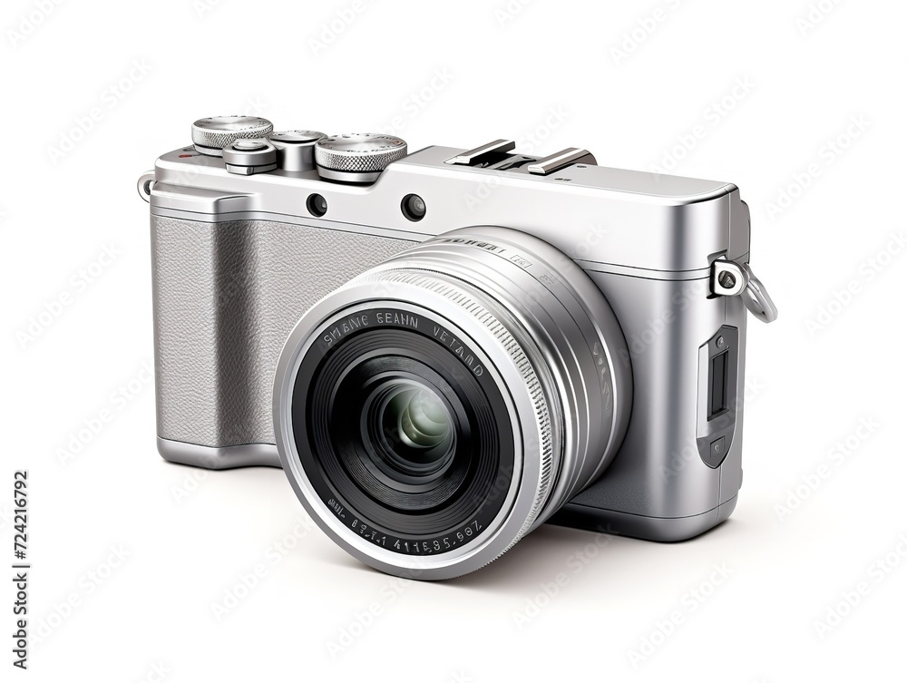 Compact Digital Camera Technology Isolated on White Background AI Generated Compact Digital Camera Technology Isolated on White Background AI Generated