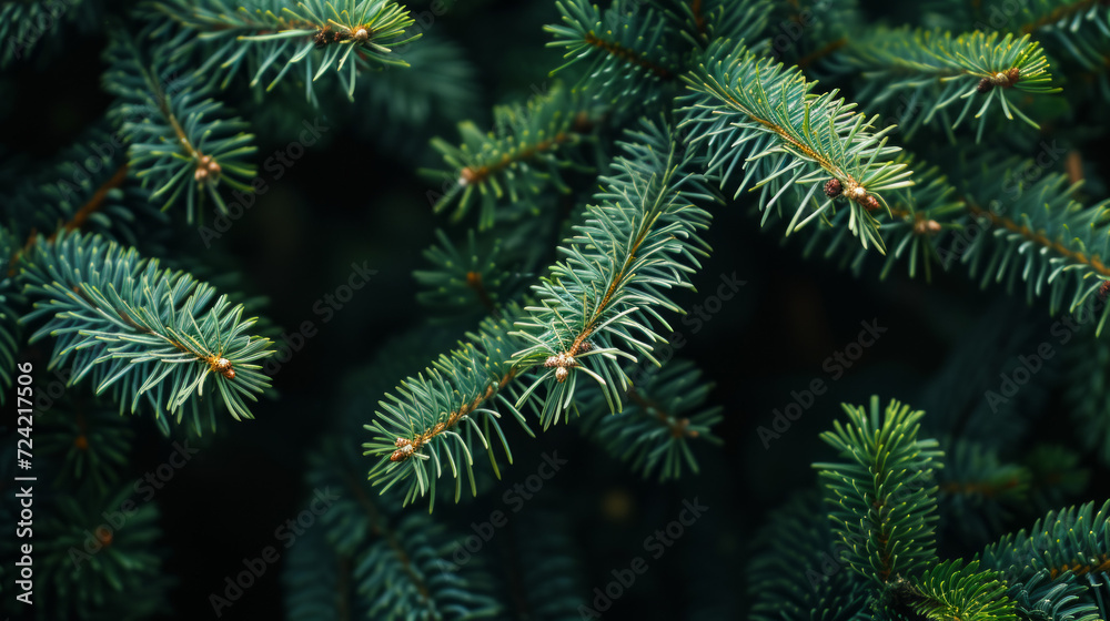 Christmas tree branches background, generative ai