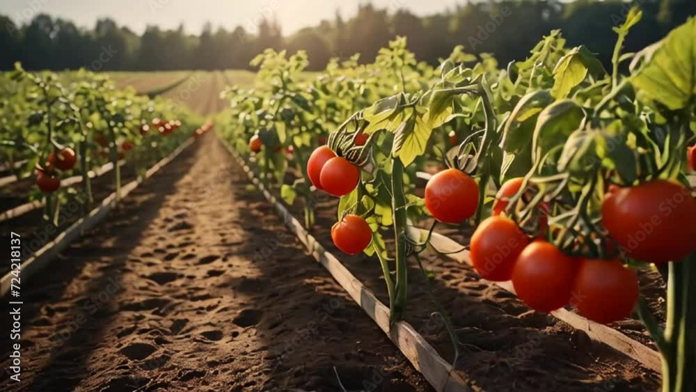 Fresh ripe tomato on the farm