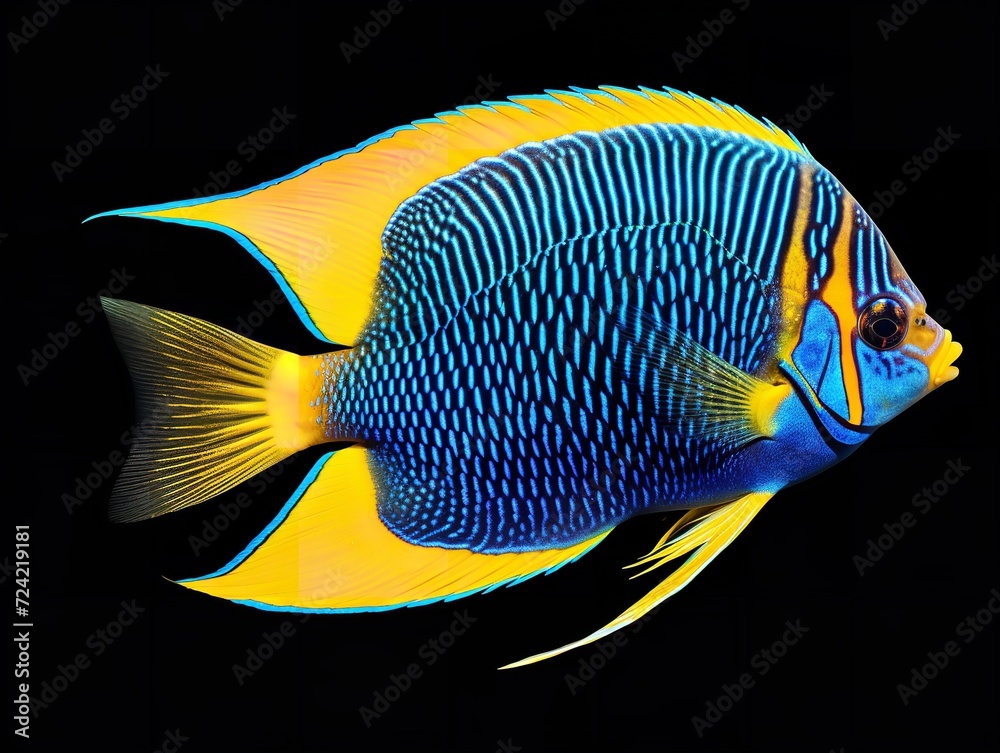 Naklejka premium Exotic Tropical Fish Aquarium Marine Life Isolated on White Background AI Generated