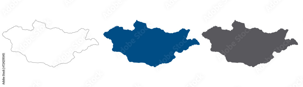 Mongolia map. Map of Mongolia in blue color