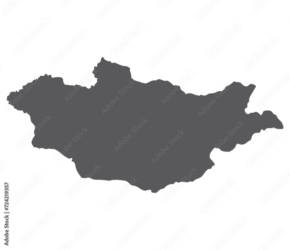 Mongolia map. Map of Mongolia in grey color