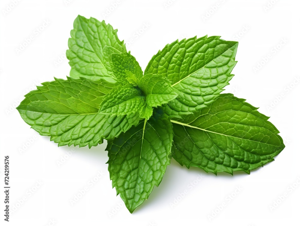 Fresh Mint Leaf Herbal Organic Isolated on White Background AI Generated Fresh Mint Leaf Herbal Organic Isolated on White Background AI Generated