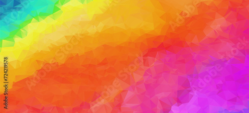 Bright rainbow colors abstract stained glass polygonal background. Contrast colorful geometric vibrant low poly triangle texture for software, ui design, web, apps wallpaper, banner