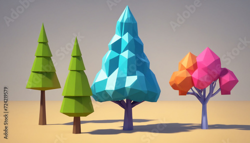colorful tree background low poly forest