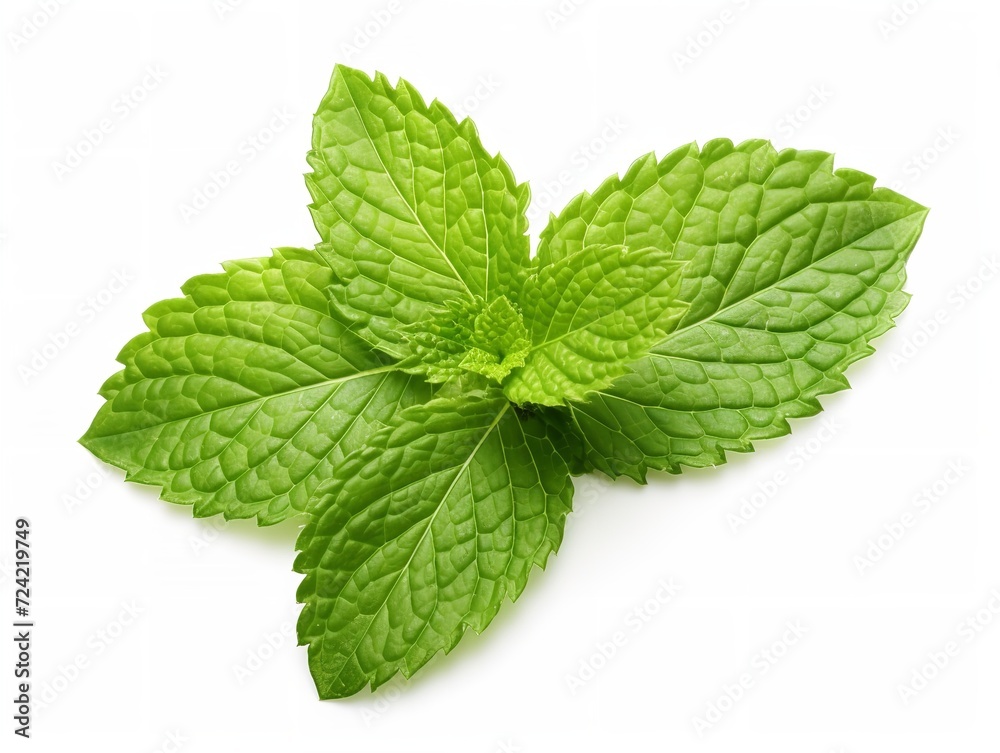 Fresh Mint Leaf Herbal Organic Isolated on White Background AI Generated