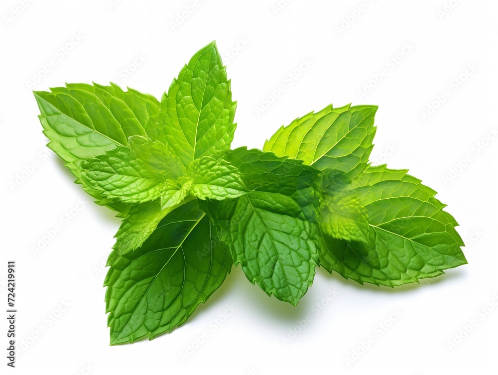 Fresh Mint Leaf Herbal Organic Isolated on White Background AI Generated Fresh Mint Leaf Herbal Organic Isolated on White Background AI Generated