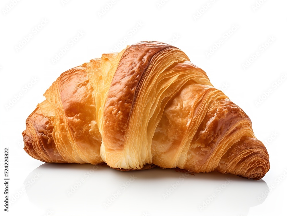 Fresh Croissant Breakfast Delight Isolated on White Background AI Generated