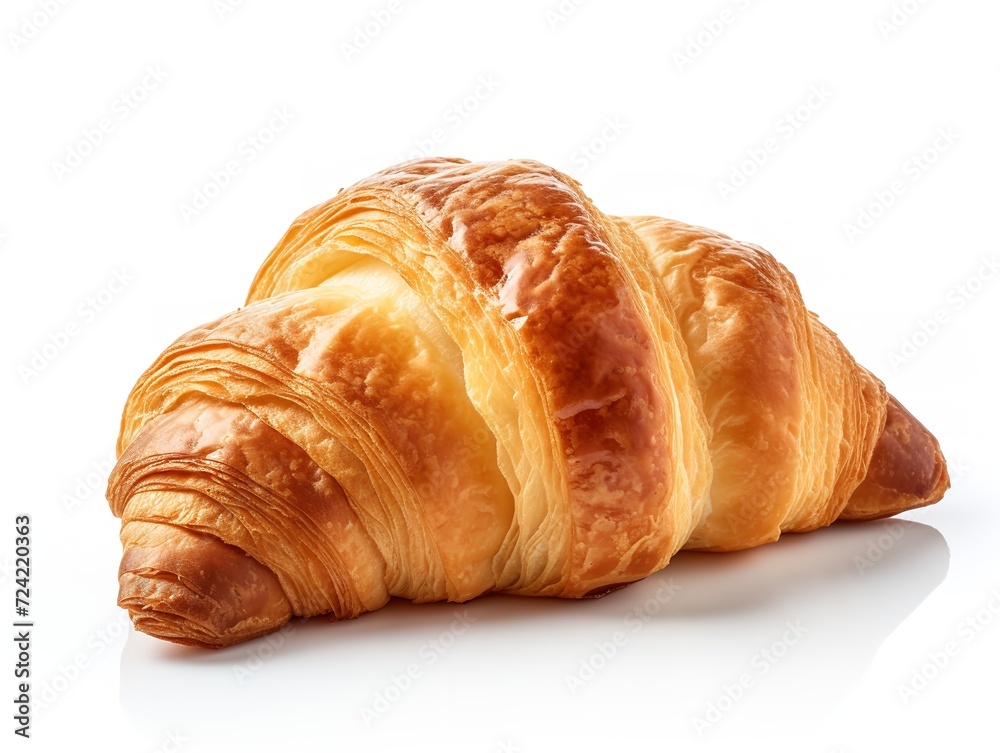 Fresh Croissant Breakfast Delight Isolated on White Background AI Generated