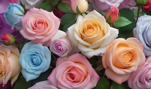 Flowers  roses in different colors  photo wallpaper