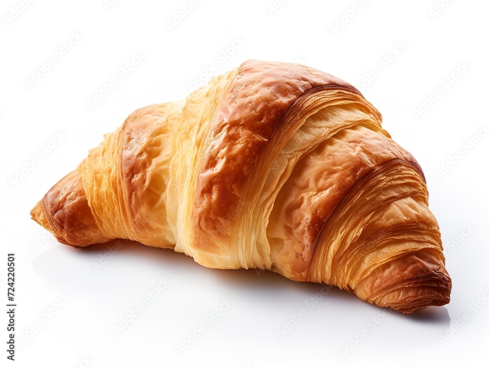 Fresh Croissant Breakfast Delight Isolated on White Background AI Generated