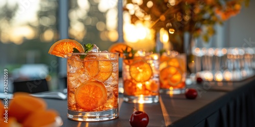 Fresh refreshments with an orange touch on the bar