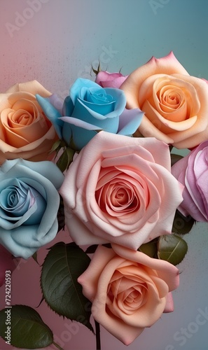 Flowers  roses in different colors  photo wallpaper