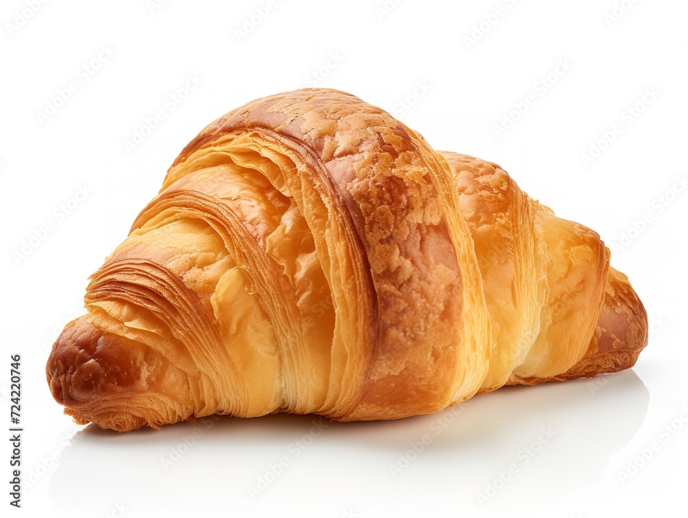 Fresh Croissant Breakfast Delight Isolated on White Background AI Generated