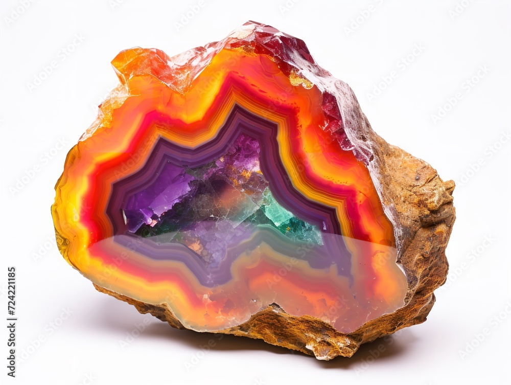 Fototapeta premium Polished Geode Crystal Natural Beauty Isolated on White Background AI Generated