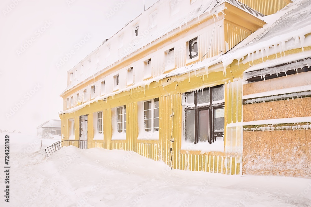 Dom Śląski zimą, Karkonosze - obrazy, fototapety, plakaty 