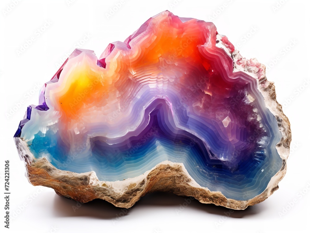 Polished Geode Crystal Natural Beauty Isolated on White Background AI Generated