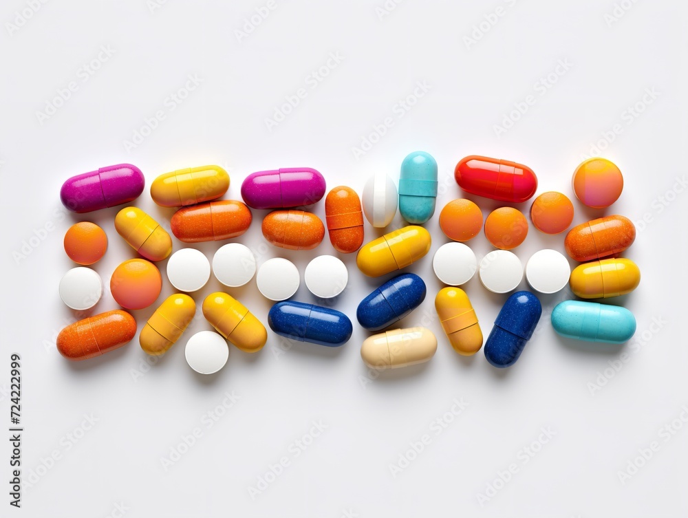 Stack of Colorful Medical Pills Health Treatment Isolated on White Background AI Generated Stack of Colorful Medical Pills Health Treatment Isolated on White Background AI Generated