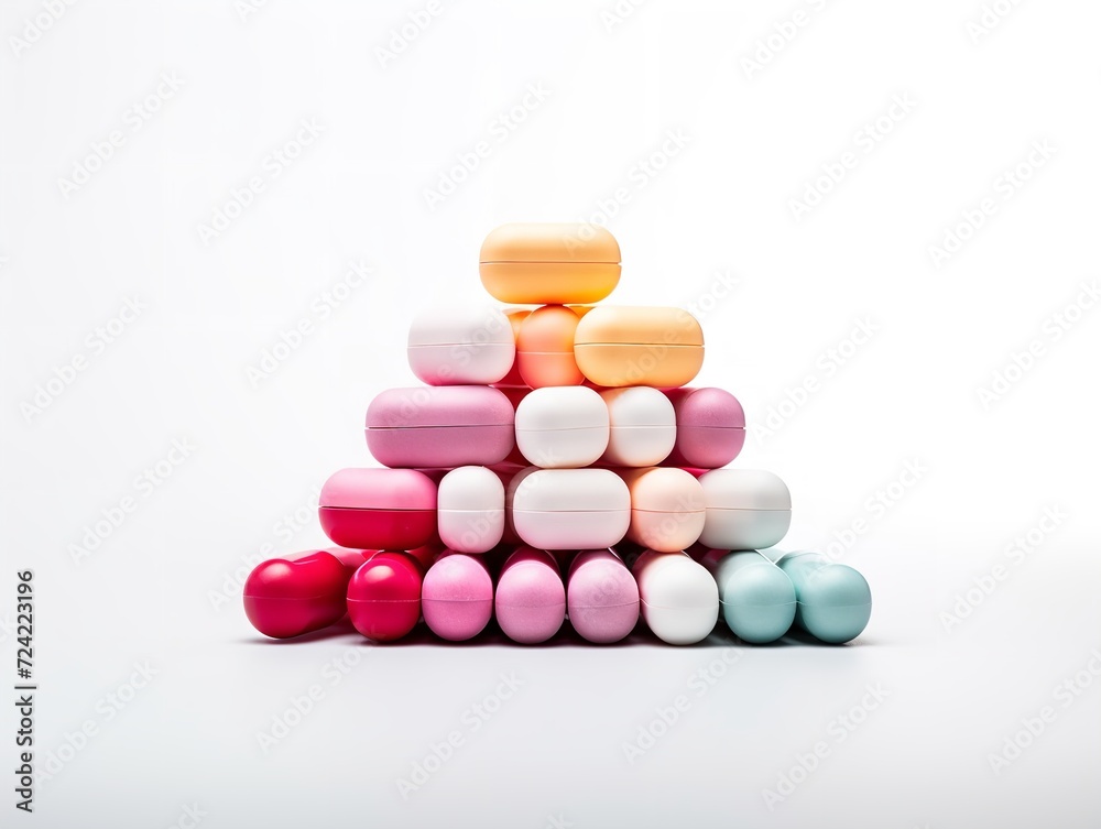 Stack of Colorful Medical Pills Health Treatment Isolated on White Background AI Generated Stack of Colorful Medical Pills Health Treatment Isolated on White Background AI Generated