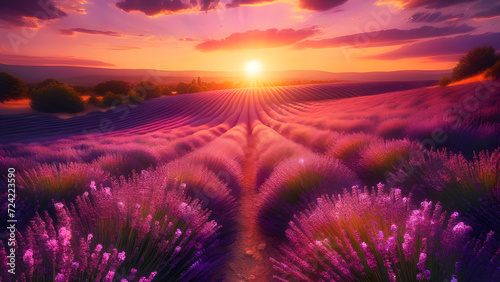 Lavender Fields at Sunset