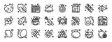 set of 24 outline web food icons such as cookie, salad, calendar, dome, onion, milk, vector icons for report, presentation, diagram, web design, mobile app