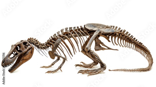 well preserved skeleton of a dinosaur in good condition on white background in high resolution © Marco